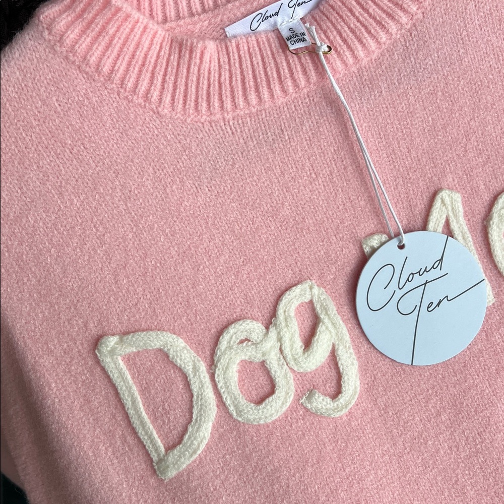 Cloud Ten Pink 'Dog Mom' Crew Neck Sweater - Picture 6 of 7